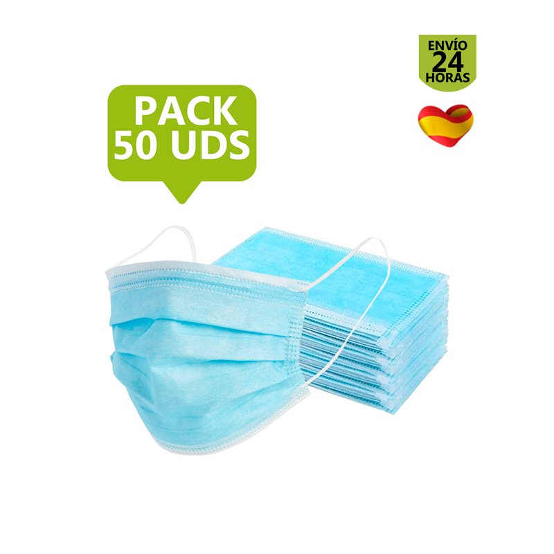 Pack Mascarilla Higiénica De 3 Capas 50 Uds