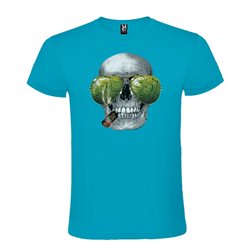 Camiseta Manga Corta Diseño Calavera Con Puro