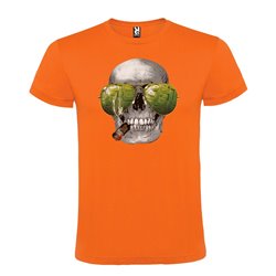 Camiseta Manga Corta Diseño Calavera Con Puro