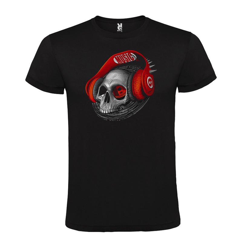 Camiseta Manga Corta Diseño Caravela Auriculares Rojos