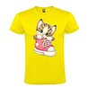 Camiseta Manga Corta Diseño Gatito En Zapato Rosa