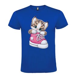 Camiseta Manga Corta Diseño Gatito En Zapato Rosa