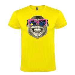 Camiseta Manga Corta Diseño Chimpancé Con Gafas Corazón