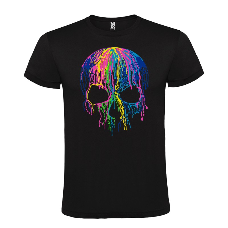 Camiseta Manga Corta Diseño Calavera Multicolor