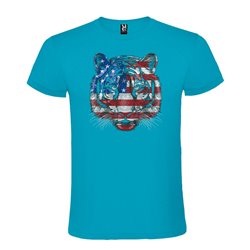 Camiseta Manga Corta Diseño Tigre Bandera Eeuu