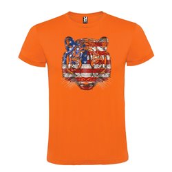 Camiseta Manga Corta Diseño Tigre Bandera Eeuu