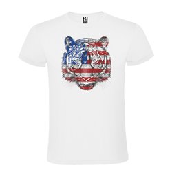 Camiseta Manga Corta Diseño Tigre Bandera Eeuu