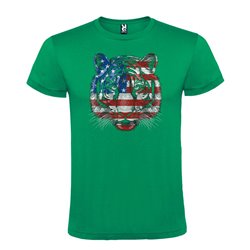 Camiseta Manga Corta Diseño Tigre Bandera Eeuu