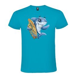 Camiseta Manga Corta Diseño Delfin Surfero