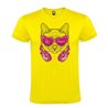 Camiseta Manga Corta Diseño Gato Auriculares Y Gafas