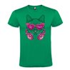 Camiseta Manga Corta Diseño Gato Auriculares Y Gafas