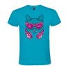 Camiseta Manga Corta Diseño Gato Auriculares Y Gafas