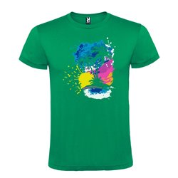 Camiseta Manga Corta Diseño Isla Paraiso Pintura