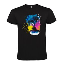 Camiseta Manga Corta Diseño Isla Paraiso Pintura