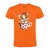 Camiseta Manga Corta Diseño Gatito En Taza Corazones