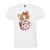 Camiseta Manga Corta Diseño Gatito En Taza Corazones