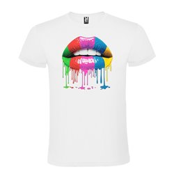 Camiseta Manga Corta Diseño Labios Multicolor