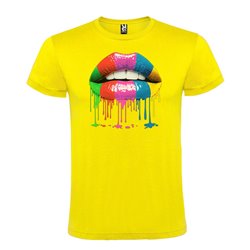 Camiseta Manga Corta Diseño Labios Multicolor