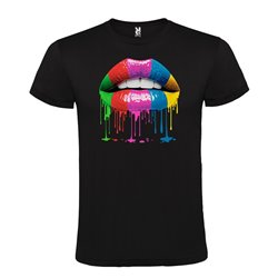 Camiseta Manga Corta Diseño Labios Multicolor