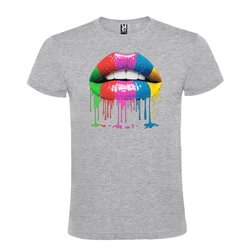 Camiseta Manga Corta Diseño Labios Multicolor