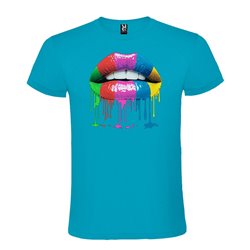 Camiseta Manga Corta Diseño Labios Multicolor