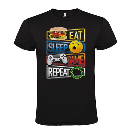 Camiseta Manga Corta Diseño Eat Sleep Game Repeat