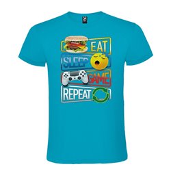 Camiseta Manga Corta Diseño Eat Sleep Game Repeat