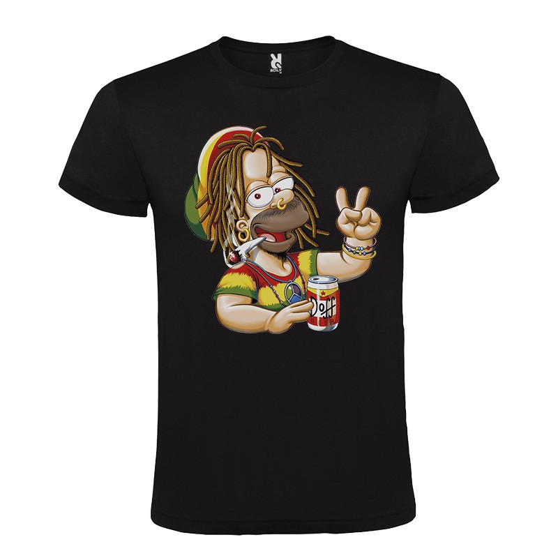 CAMISETA MANGA CORTA DE DISEÑO HOMER JAMAICANO