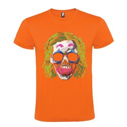 CAMISETA MANGA CORTA DE DISEÑO CALAVERA KATRINA PELO VERDE