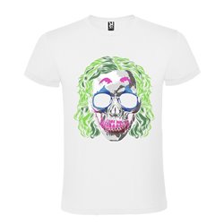 CAMISETA MANGA CORTA DE DISEÑO CALAVERA KATRINA PELO VERDE