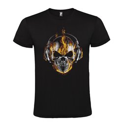 CAMISETA MANGA CORTA DE DISEÑO CALAVERA DE FUEGO