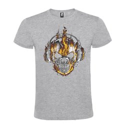 CAMISETA MANGA CORTA DE DISEÑO CALAVERA DE FUEGO