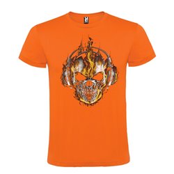 CAMISETA MANGA CORTA DE DISEÑO CALAVERA DE FUEGO