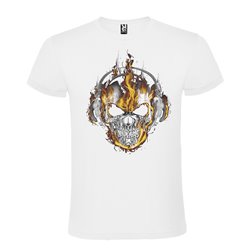 CAMISETA MANGA CORTA DE DISEÑO CALAVERA DE FUEGO